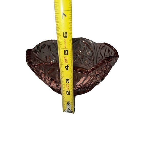 Vintage L.E. Smith Quintec Sawtooth Pink Glass Bowl - Picture 6 of 7